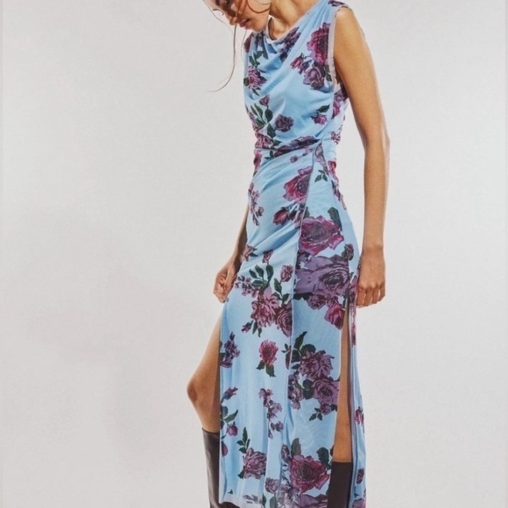Free People Carmel Midi  Dress Blue